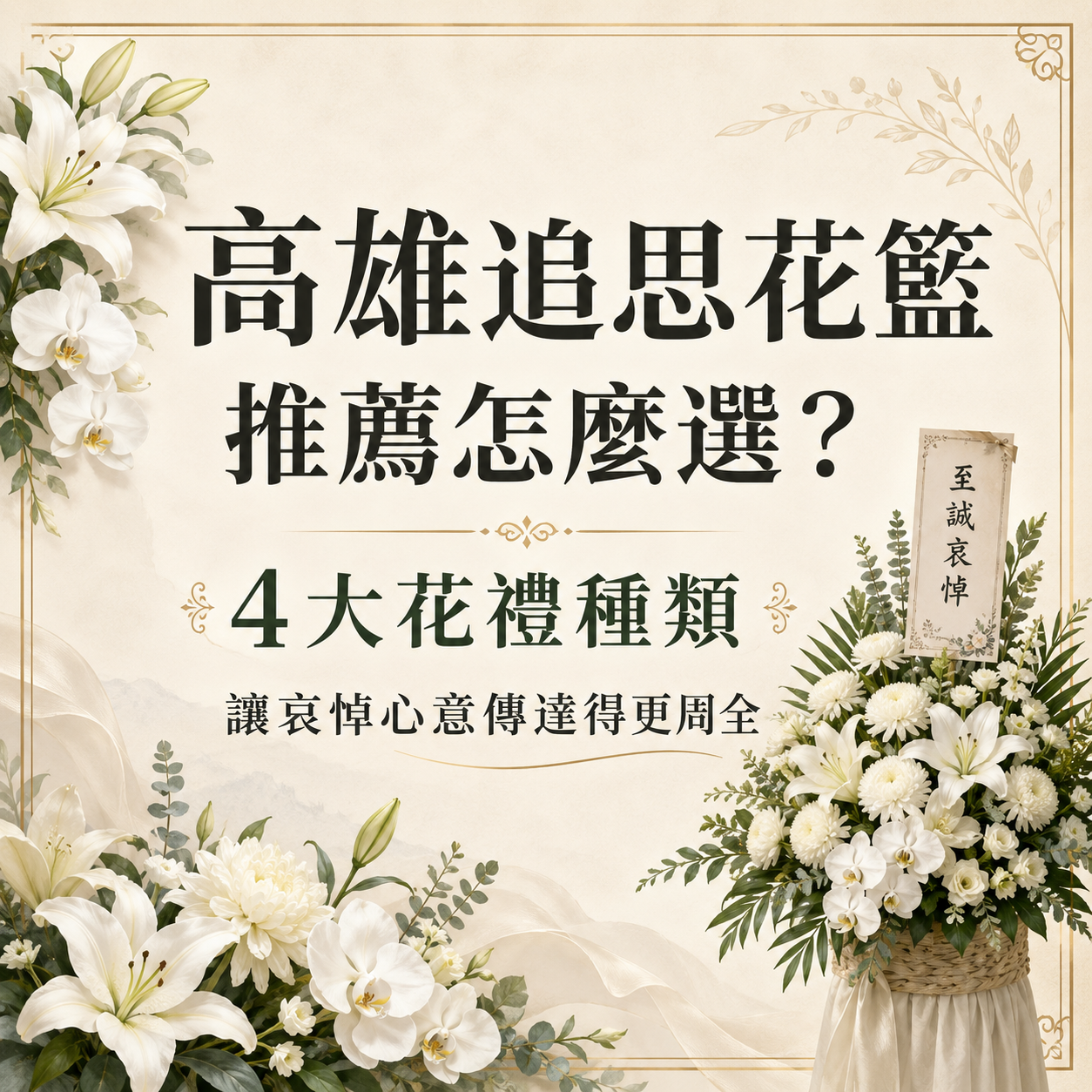 高雄追思花籃推薦怎麼選？4大花禮種類，讓哀悼心意傳達得更周全