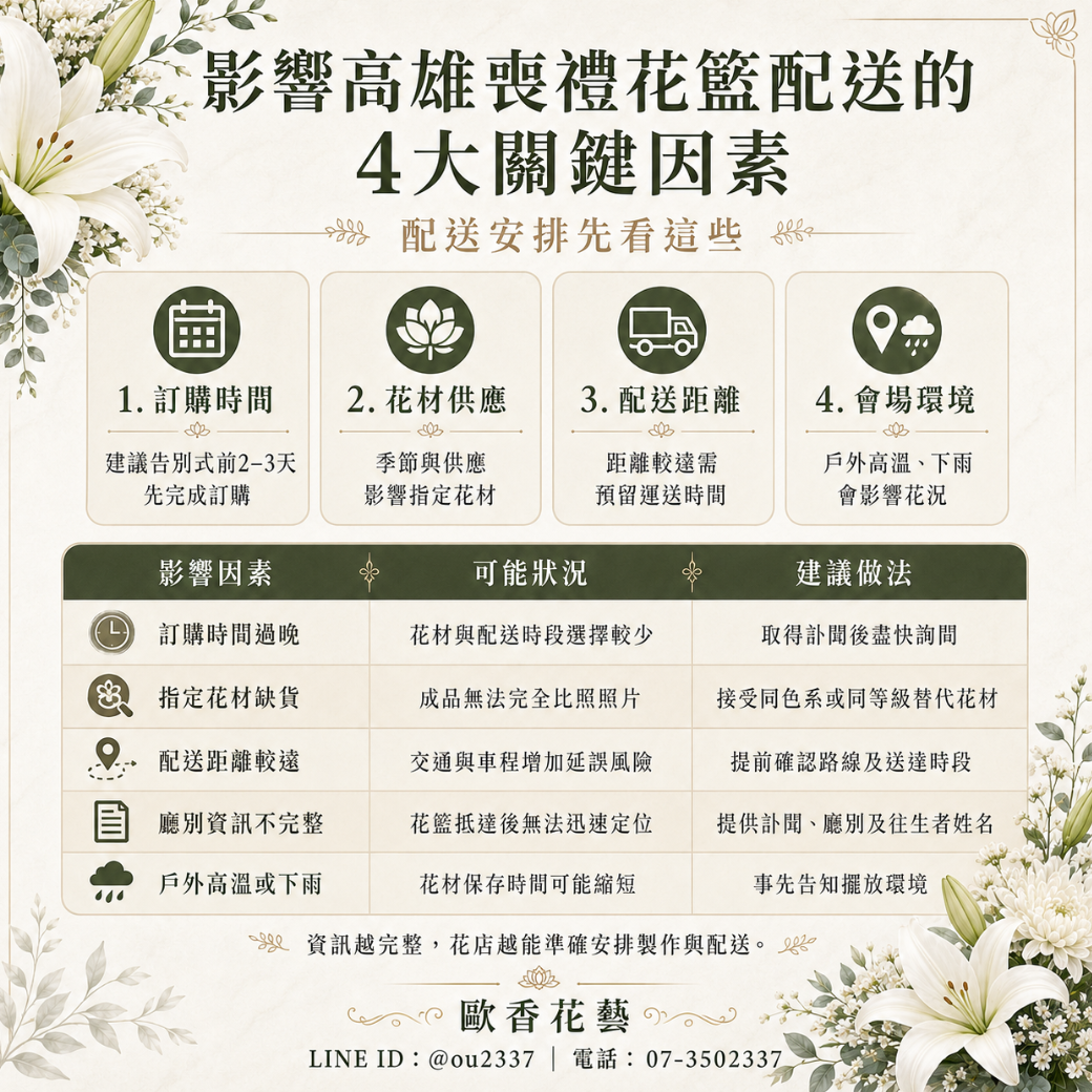高雄喪禮花籃配送 喪禮花籃配送4大影響