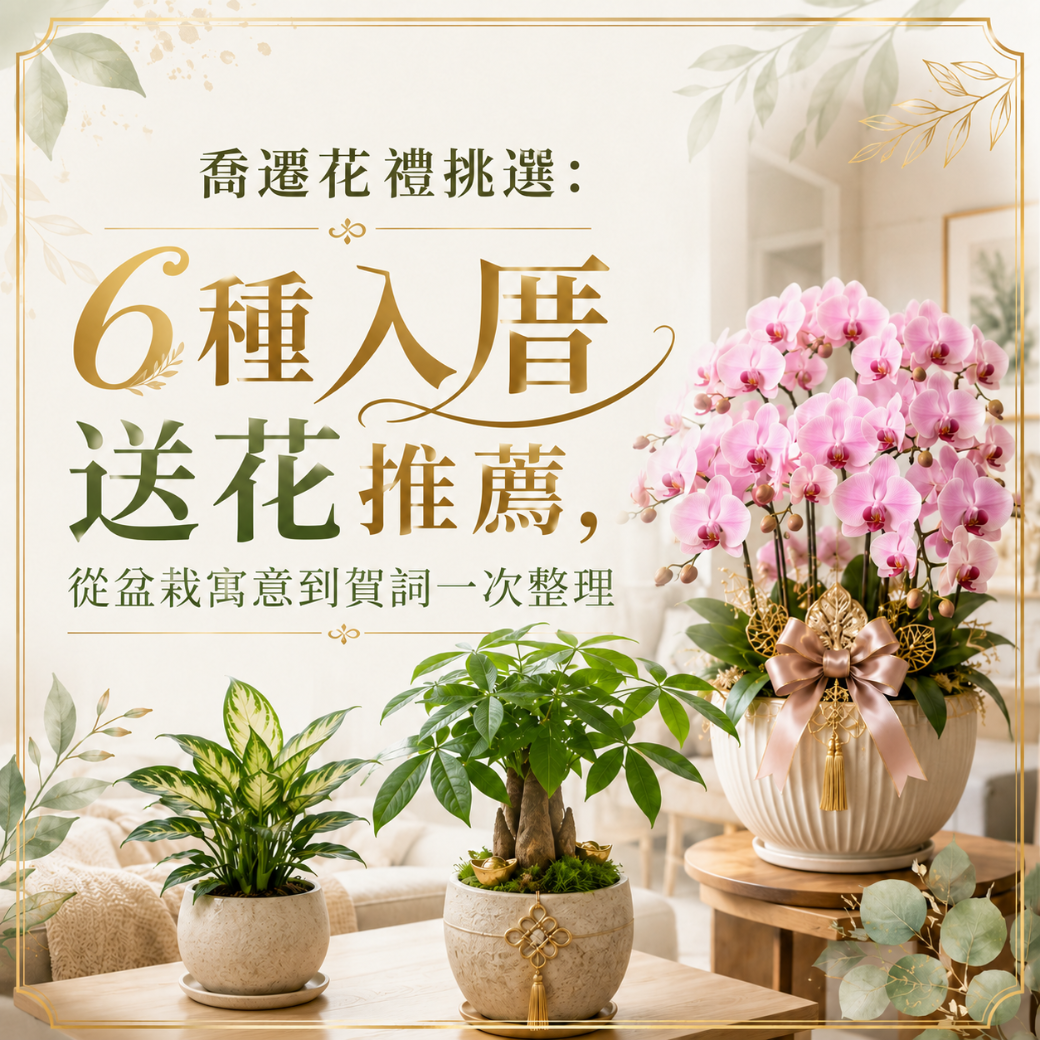高雄喬遷花禮挑選：6種入厝送花推薦，從盆栽寓意到賀詞一次整理